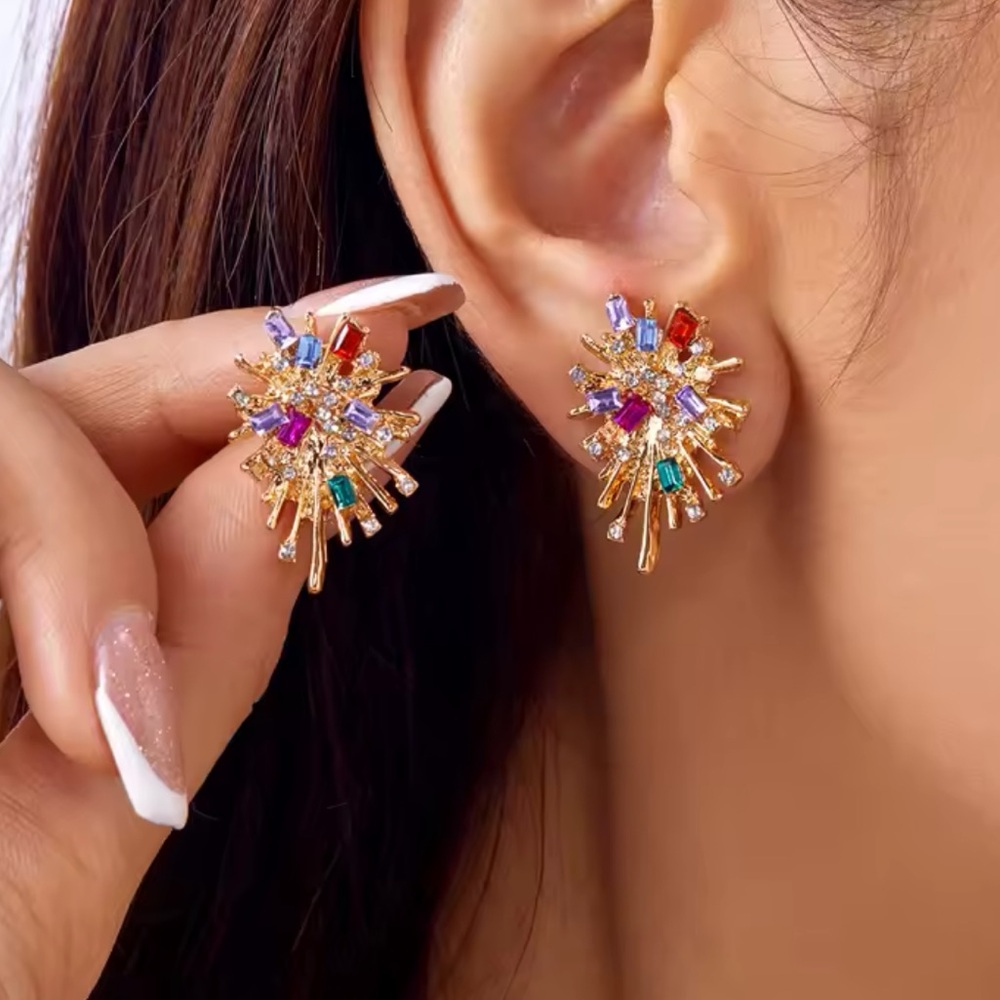 14KT Gold Multicolor Starburst Earrings